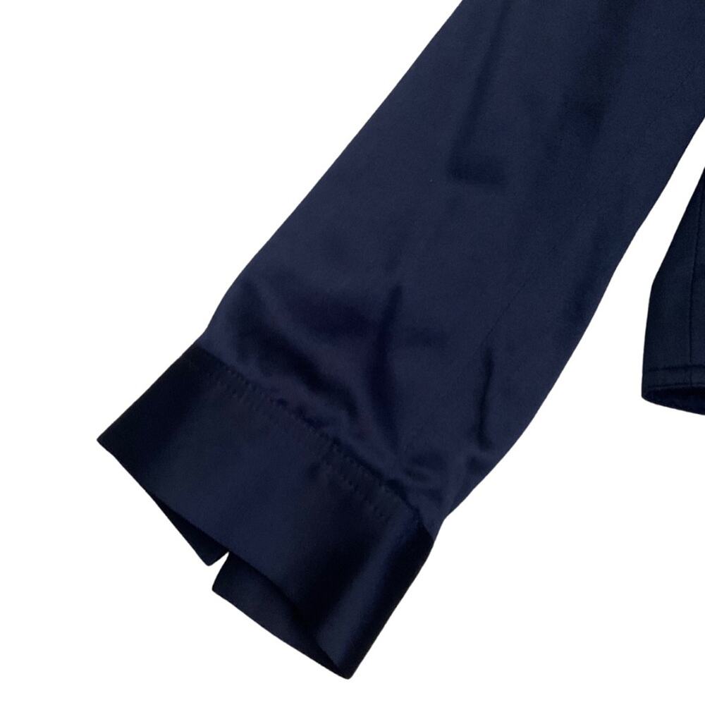 Elegant Navy Blue Satin Cropped Jacket Blazer Size Small Evening Twenty One - Picture 3 of 12